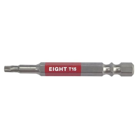Eight Tool EX-IMPACT HIGH IMPACT TORX BIT 6.35MM SHANK 9&13MM GROOVE, T15 X 65MM OAL EA-310 T15 x 65